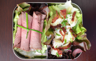 Paleo Lunch Idea: Roast Beef Roll-Ups and Bacon Potato Salad!