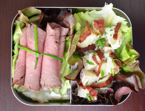 Paleo Lunch Idea: Roast Beef Roll-Ups and Bacon Potato Salad!